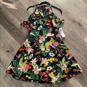 NWT Nordstrom Black Floral Print Dress
